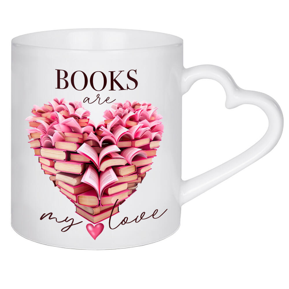 Herztasse "Bücher sind meine Liebe" artboxONE - Abstrakt,Fashion,Buchstaben