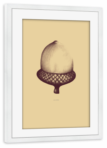 Poster mit Rahmen weiß "Beautiful acorn yellow" artboxONE - Natur,Floral