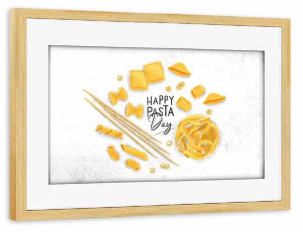 Poster mit Rahmen kiefer "Happy pasta day" artboxONE - Essen & Trinken