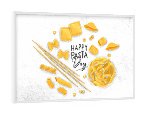 Poster mit weißem Rahmen "Happy pasta day" artboxONE - Essen & Trinken