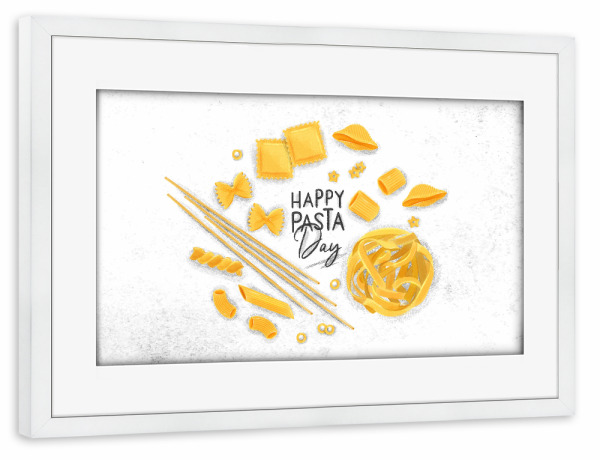 Poster mit Rahmen weiß "Happy pasta day" artboxONE - Essen & Trinken