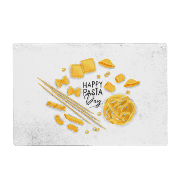 Metall Poster "Happy pasta day" artboxONE - Essen & Trinken