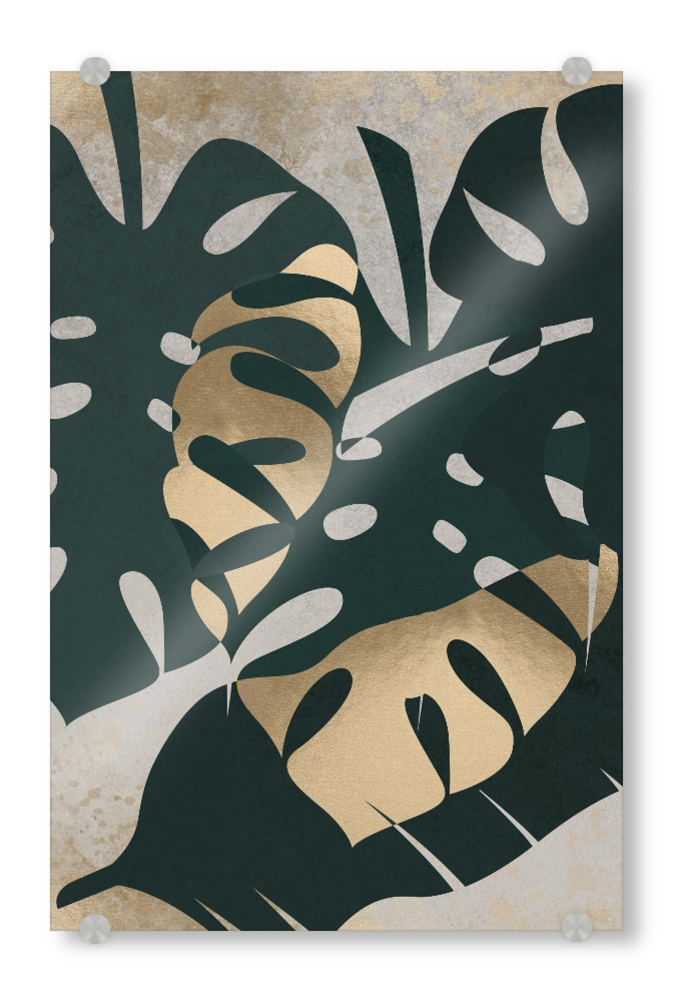 Acrylglasbild "Leaf Golden" artboxONE - Natur - Monstera,Plants,Tropical,Leaf,Gold