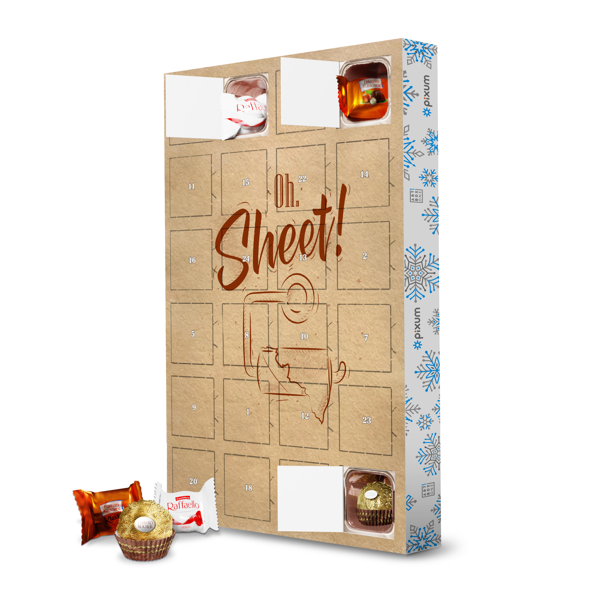 Adventskalender mit Ferrero Pralinen Toilet finish paper graphics craft artboxONE Adventskalender Typografie