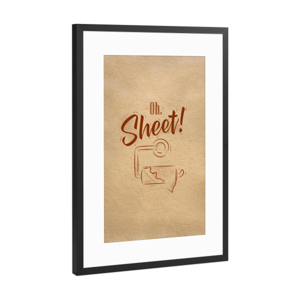 Poster mit Rahmen Schwarz (Metallic) "Toilet finish paper graphics craft" artboxONE - Typografie - Toilet