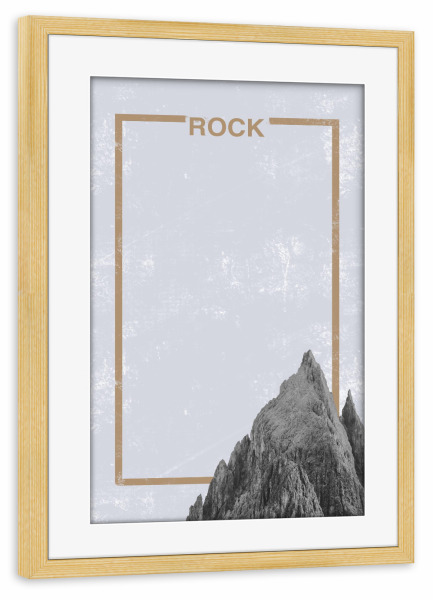 Poster mit Rahmen kiefer "Rock (grey)" artboxONE - Natur - Mountain,Rock,Travel,Minimal,Frame