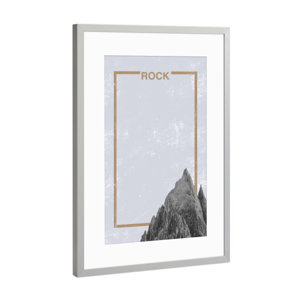 Poster mit Rahmen Silber "Rock (grey)" artboxONE - Natur - Mountain,Rock,Travel,Minimal,Frame