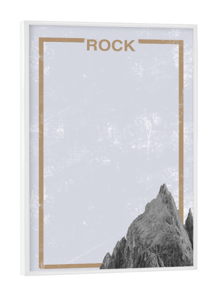 Poster mit weißem Rahmen "Rock (grey)" artboxONE - Natur - Mountain,Rock,Travel,Minimal,Frame