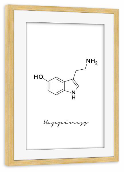 Poster mit Rahmen kiefer "Serotonin Molecule - Happiness" artboxONE - Abstrakt,Schwarzweiß