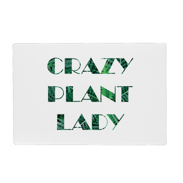 Holzbild "Crazy Plant Lady" artboxONE - Typografie - Urbanjungle,Zimmerpflanzen,Pflanzenliebe,Pflanzenprint