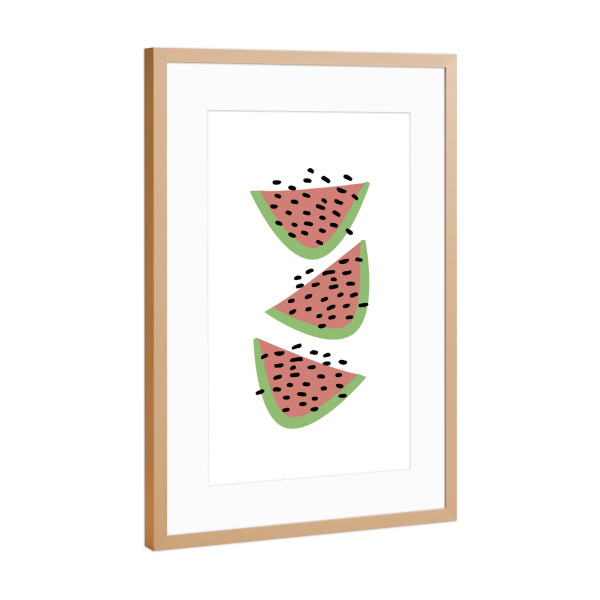 Poster mit Rahmen Kupfer "Tanzende Melonenstücke" artboxONE - Essen & Trinken / Obst & Gemüse - Obst,Wassermelone