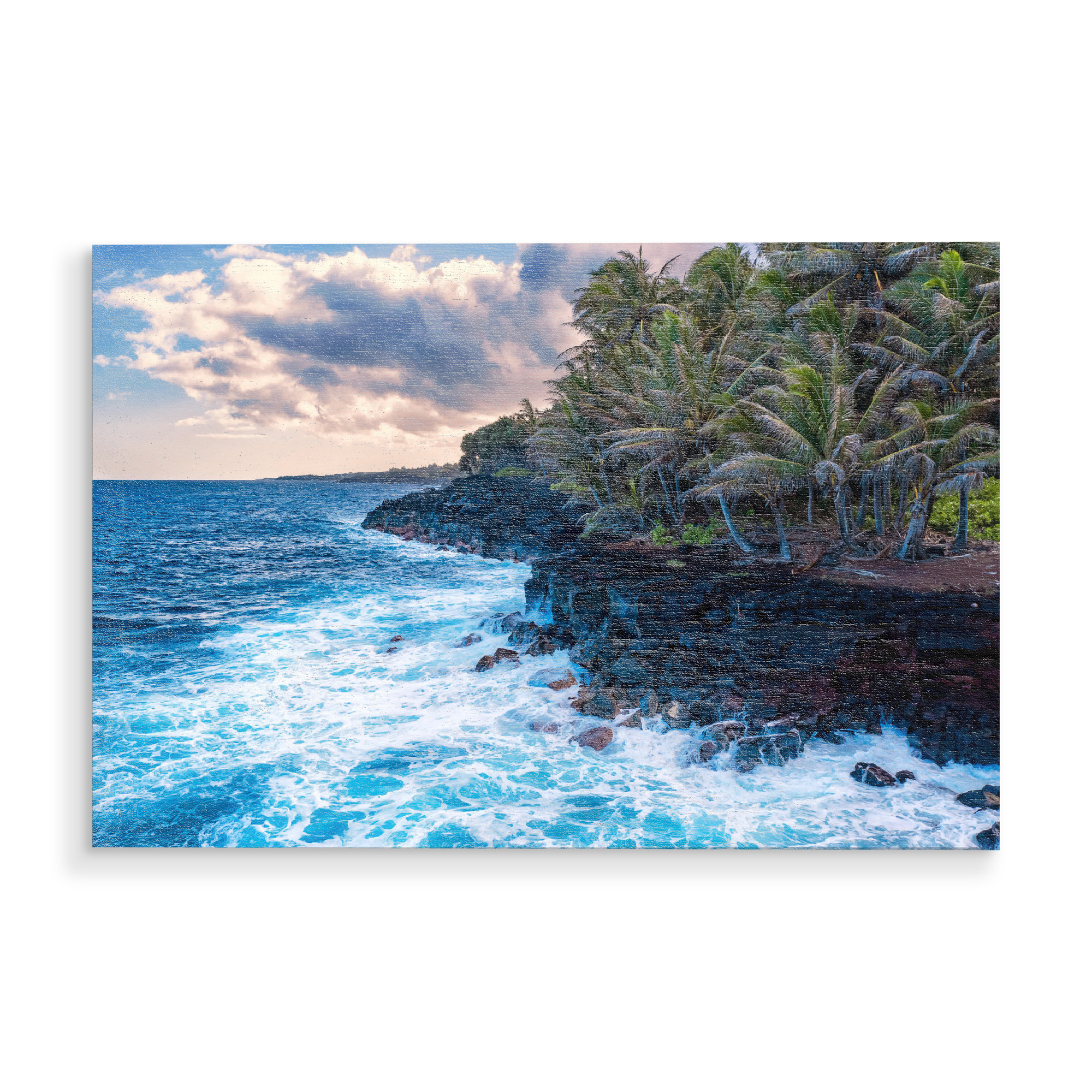 Holzbild "Big Island - Hawaii" artboxONE - Natur,Reise / Strand und Meer - Hawaii,Insel,Meer,Ozean,Wellen,Klippen,Felsen,Wolken,Sommer,Landschaft