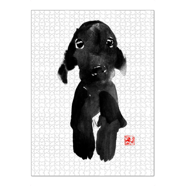 Puzzle Ravensburger "Cute dog" artboxONE - Tiere,Schwarzweiß - Dog,Japan,Sumie - Bild dog