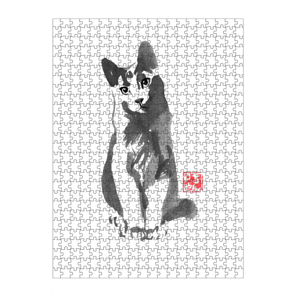 artboxONE Puzzle "Sage cat" artboxONE - Tiere,Schwarzweiß - Cat,Neko,Japan,Sumie - Bild cat