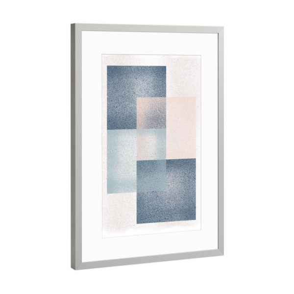 Poster mit Rahmen Silber "Rectangles in block" artboxONE - Abstrakt - Grey,Pink,Rose,Blue,Abstract,Minimal,Mild,Rectangular,Block