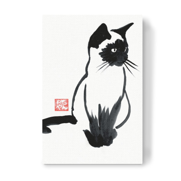 Leinwandbild "Siamese cat" artboxONE - Tiere,Schwarzweiß - Cat,Neko,Katze,Chat,Siamese,Sumie,Japan