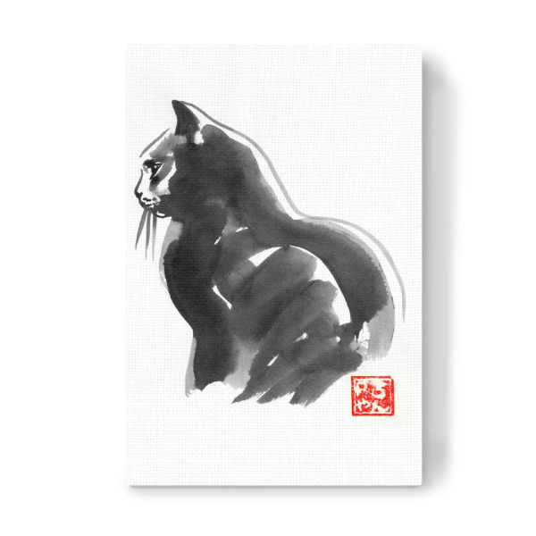Leinwandbild "Profil cat" artboxONE - Tiere,Schwarzweiß - Cat,Chat,Katze,Neko,Sumie,Japan