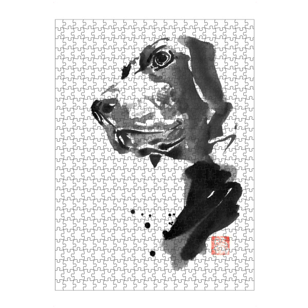 Puzzle Ravensburger "Corner dog" artboxONE - Tiere,Schwarzweiß - Dog,Sumie,Japan - Bild dog