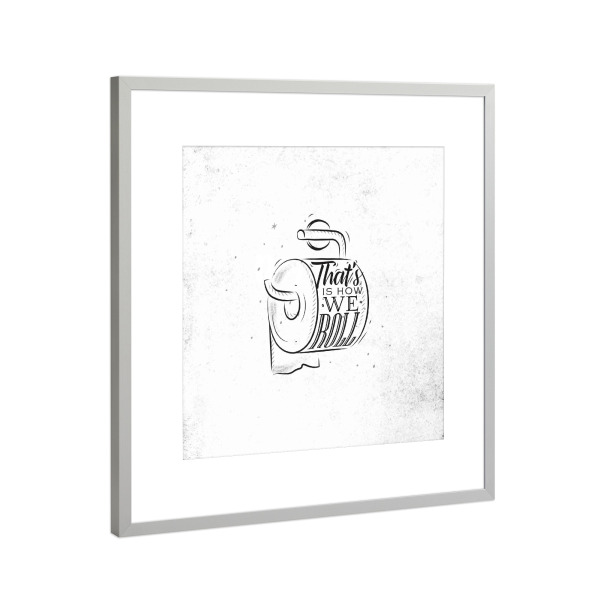 Poster mit Rahmen Silber "Toilet paper graphics retro" artboxONE - Für Kinder,Schwarzweiß,Für Mama,Für Papa