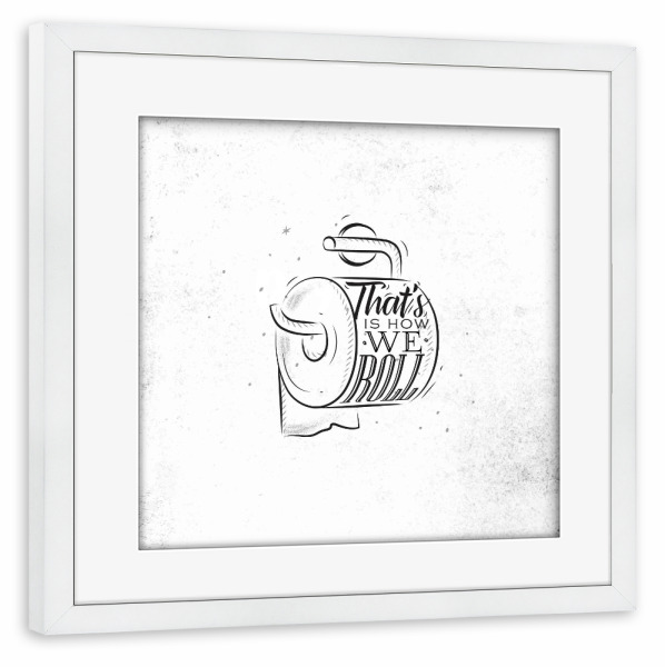 Poster mit Rahmen weiß "Toilet paper graphics retro" artboxONE - Für Kinder,Schwarzweiß,Für Mama,Für Papa