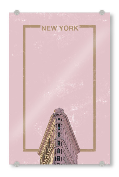 Acrylglasbild "NYC in pink" artboxONE - Städte,Städte / New York,Typografie,Reise,Marmor