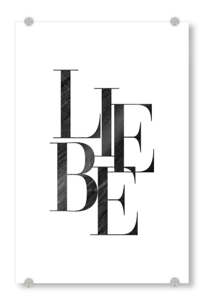 Acrylglasbild "Liebe Typografie" artboxONE - Typografie,Schwarzweiß,Liebe - Typografie,Spruch,Sprüche,Liebe,Grafit,Marmor,Blockschrift,Elegant