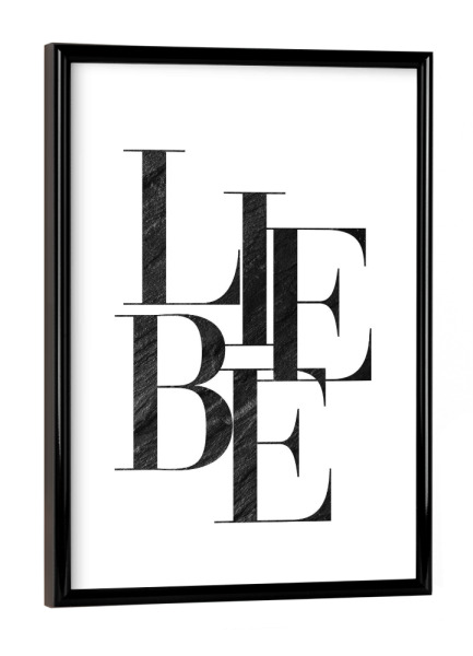 Poster mit schwarzem Rahmen "Liebe Typografie" artboxONE - Typografie,Schwarzweiß,Liebe