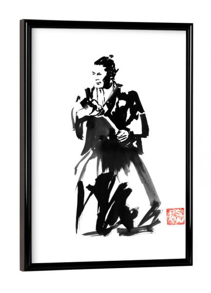 Poster mit schwarzem Rahmen "Start of the fight" artboxONE - Menschen,Schwarzweiß - Samurai,Japan,Sword,Katana,Kimono,Toshiro mifune,Sumie