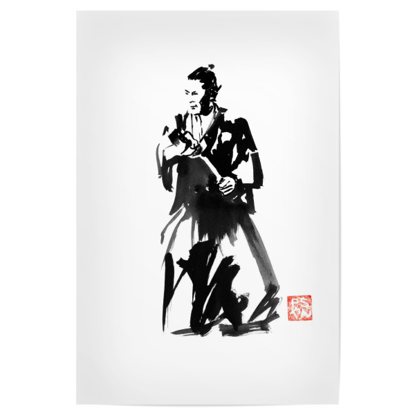 Poster "Start of the fight" artboxONE - Menschen,Schwarzweiß - Samurai,Japan,Sword,Katana,Kimono,Toshiro mifune,Sumie