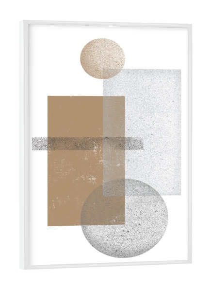Poster mit weißem Rahmen "Abstraction in gold and grey" artboxONE - Abstrakt,Geometrie