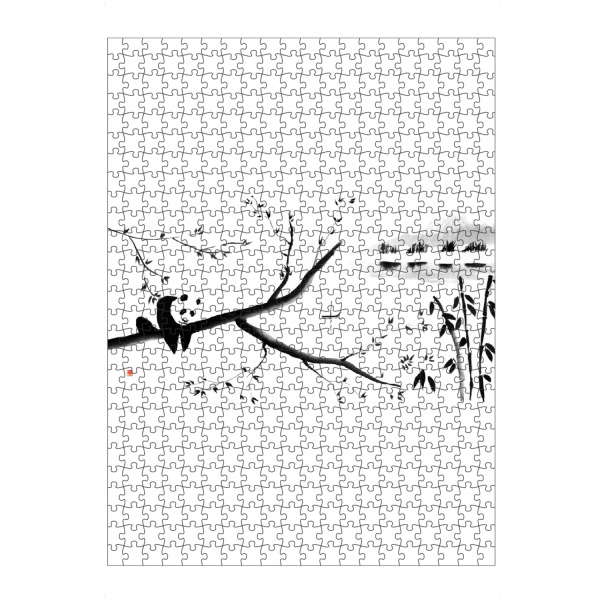 artboxONE Puzzle "Panda island" artboxONE - Tiere,Schwarzweiß,Reise / Asien - Tree,Island,Sea,River,Panda,Bambous,Sumie,Japan - Bild tree
