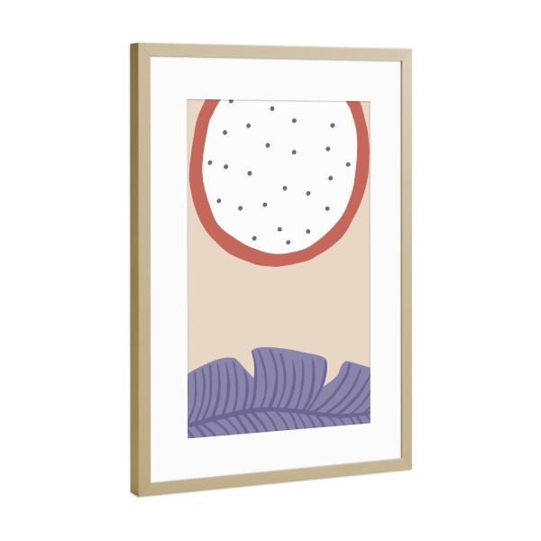 Poster mit Rahmen Gold "Papaya with purple leaf" artboxONE - Abstrakt,Essen & Trinken / Obst & Gemüse