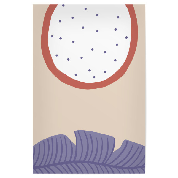 Poster 30x20 cm "Papaya with purple leaf" artboxONE - Abstrakt,Essen & Trinken / Obst & Gemüse