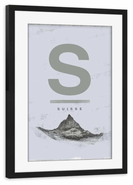Poster mit Rahmen schwarz "Suisse (letter S)" artboxONE - Typografie,Reise,Reise / Länder
