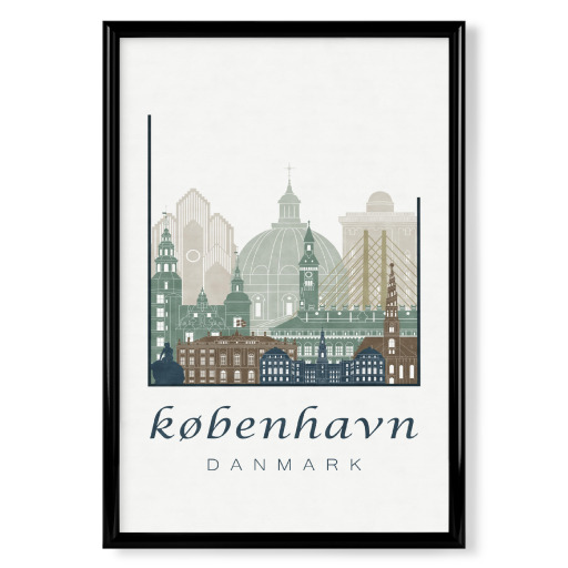 Copenhagen skyline light blue