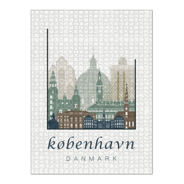 Puzzle Ravensburger "Copenhagen skyline light blue" artboxONE - Städte / København,Kartografie