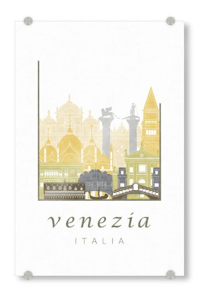 Acrylglasbild "Venice skyline desert" artboxONE - Städte / Venedig,Kartografie - Venice,Venezia,Venedig,Italy,Italia,Italien,Skyline,Cityscape,Travel