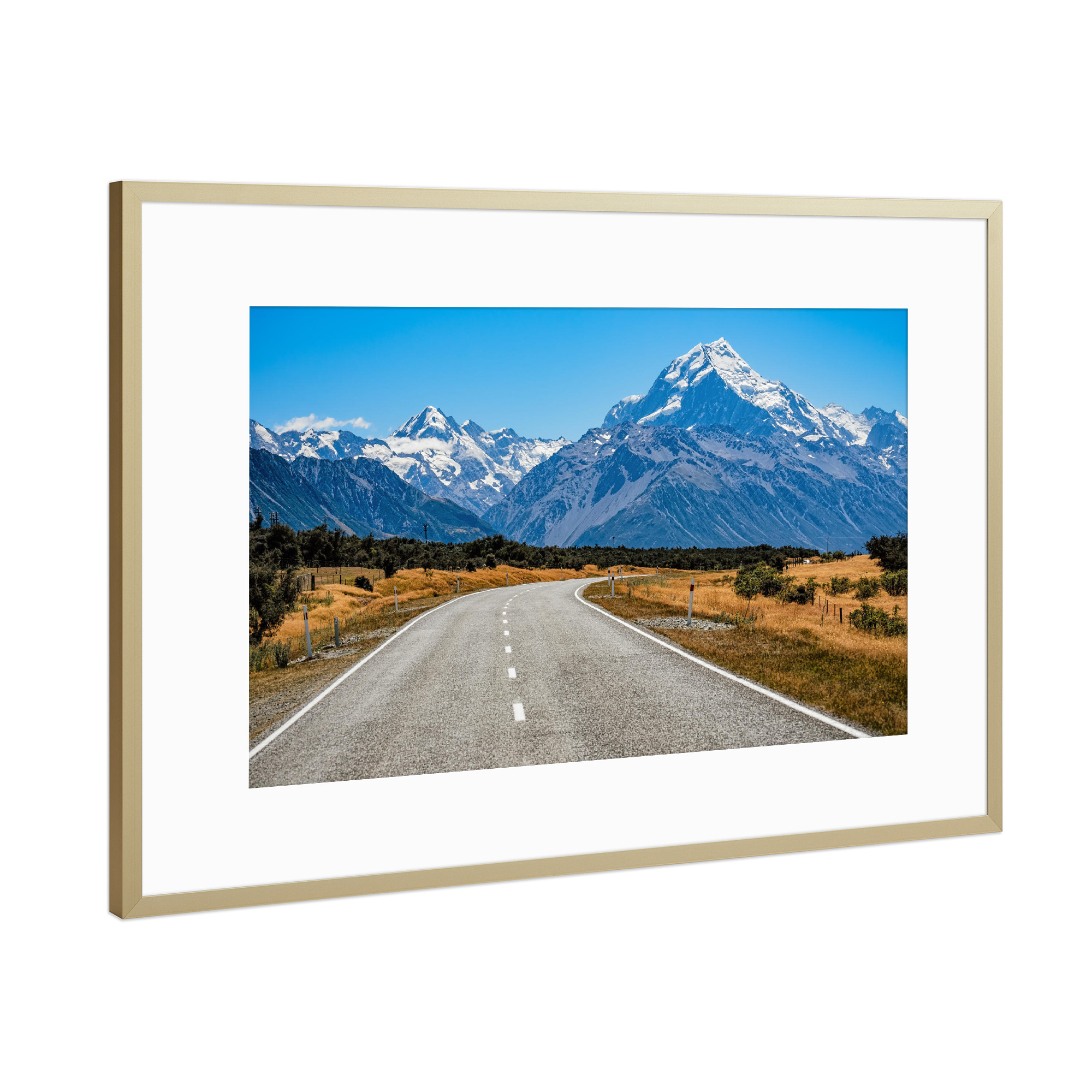 Poster mit Rahmen Gold "Mount Cook - Neuseeland" artboxONE - Natur,Reise