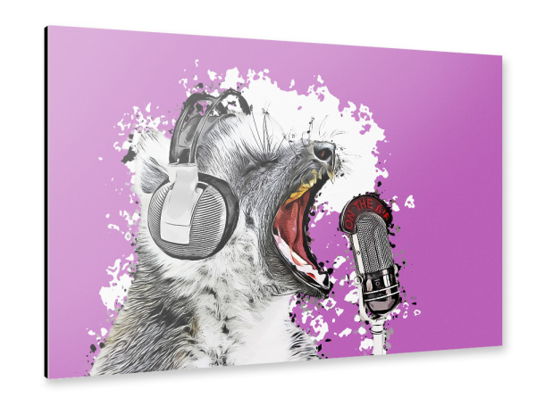 Alu-Dibond "Singing Lemur lila" 30x20 cm artboxONE