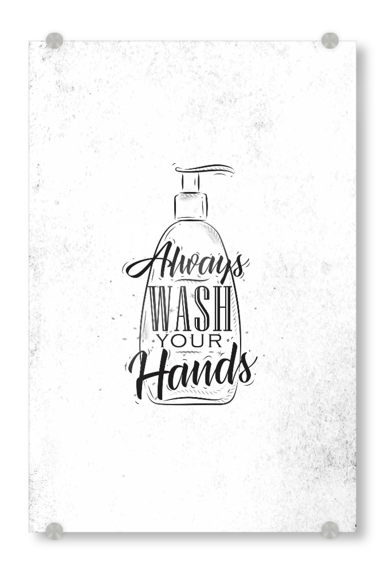 Acrylglasbild "Soap dispenser graphic" artboxONE - Typografie,Schwarzweiß