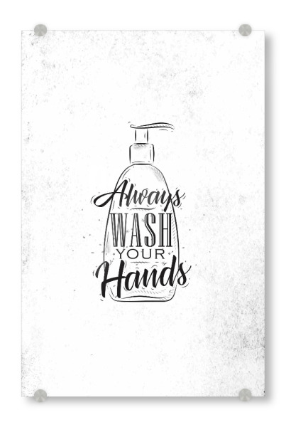 Acrylglasbild "Soap dispenser graphic" artboxONE - Typografie,Schwarzweiß