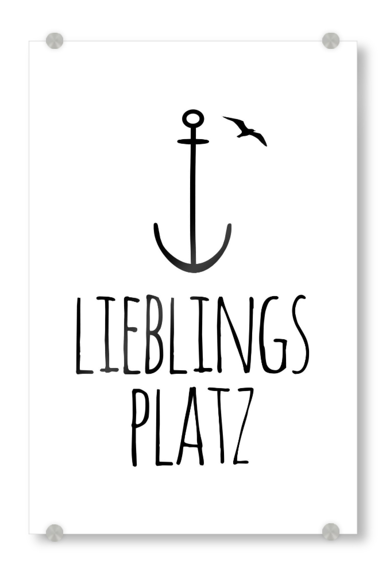 Acrylglasbild "Lieblingsplatz maritim" artboxONE - Typografie,Schwarzweiß