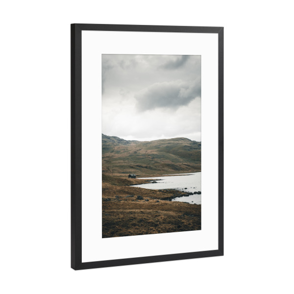 Poster mit Rahmen Schwarz (Metallic) "Haus am See" artboxONE - Natur,Reise