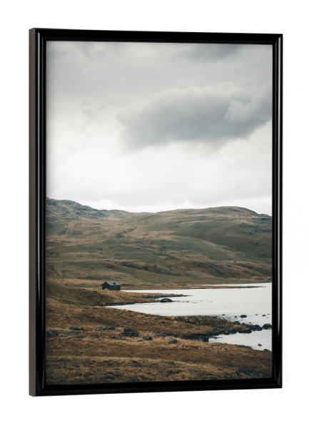Poster mit schwarzem Rahmen "Haus am See" artboxONE - Natur,Reise - Lake district,England,Landscape,Landschaft,Fotografie,Haus,See,Berge,Nationalpark