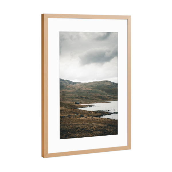 Poster mit Rahmen Kupfer "Haus am See" artboxONE - Natur,Reise - Lake district,England,Landscape,Landschaft,Fotografie,Haus,See,Berge,Nationalpark
