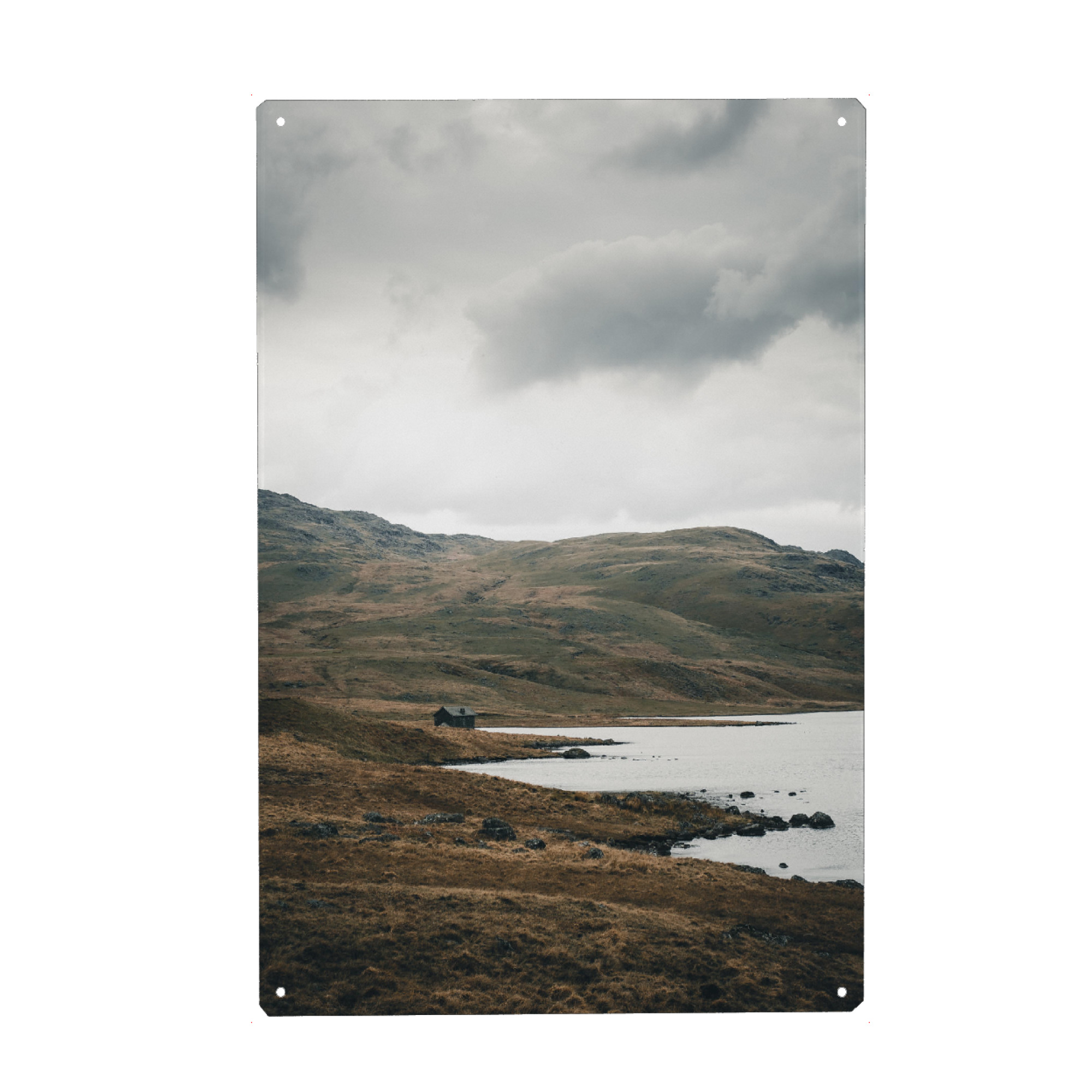 Metall Poster "Haus am See" artboxONE - Natur,Reise - Lake district,England,Landscape,Landschaft,Fotografie,Haus,See,Berge,Nationalpark - Blechschild