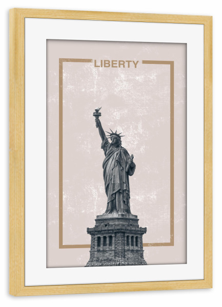 Poster mit Rahmen kiefer "Liberty in grey" artboxONE - Städte / New York - Typography,New york