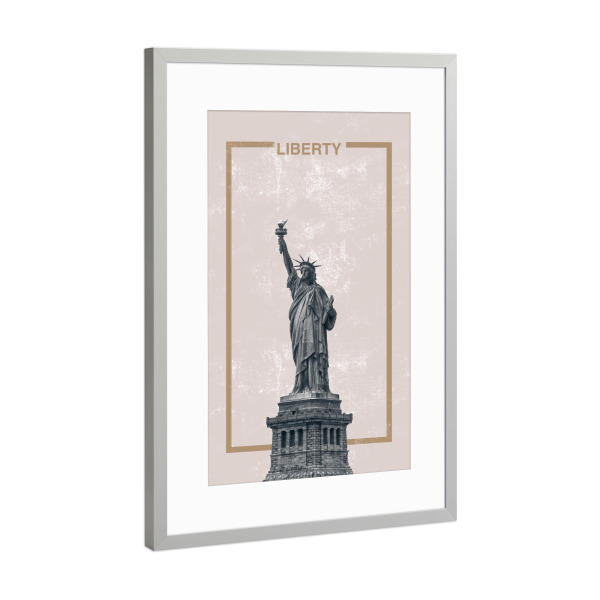 Poster mit Rahmen Silber "Liberty in grey" artboxONE - Städte / New York - Typography,New york