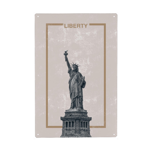 Holzbild "Liberty in grey" artboxONE - Städte / New York - Typography,New york