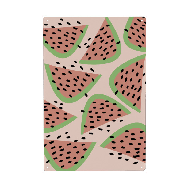 Metall Poster "Melonenstücke Muster" artboxONE - Essen & Trinken / Obst & Gemüse - Melone - Blechschild